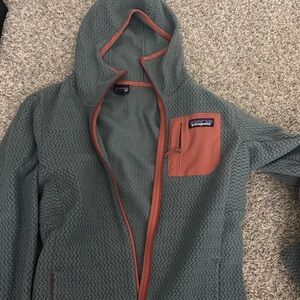 Patagonia grey and Rust Zip-Up Jacket with hood